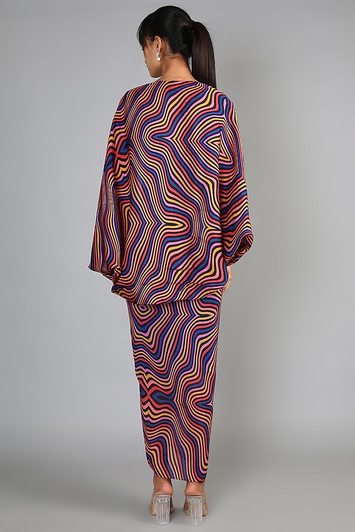 Multi-Colored Printed Draped Skirt Set For Girls by Babita Malkani - Kids at Pernia's Pop Up Shop