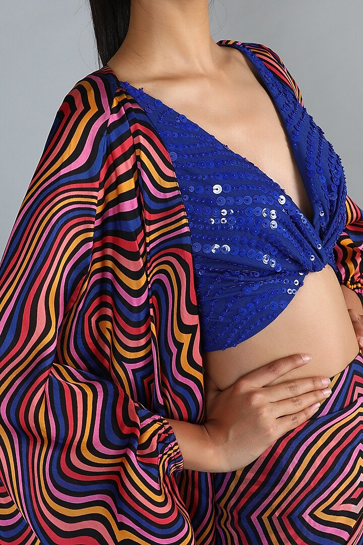 Multi-Colored Printed Draped Skirt Set For Girls by Babita Malkani - Kids at Pernia's Pop Up Shop