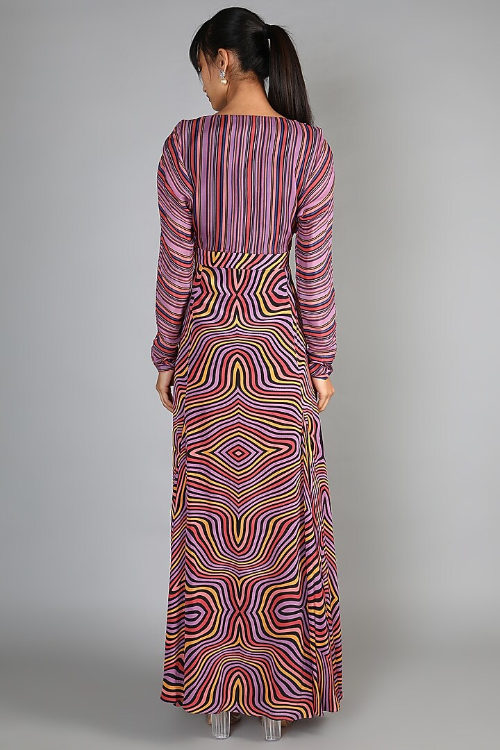 Mauve Embroidered & Printed Maxi Dress For Girls by Babita Malkani - Kids at Pernia's Pop Up Shop