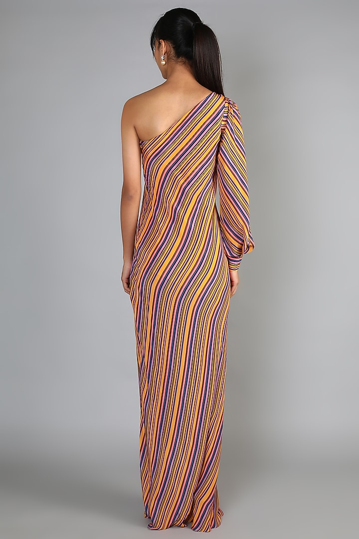 Yellow Printed One Shoulder Dress For Girls by Babita Malkani - Kids at Pernia's Pop Up Shop