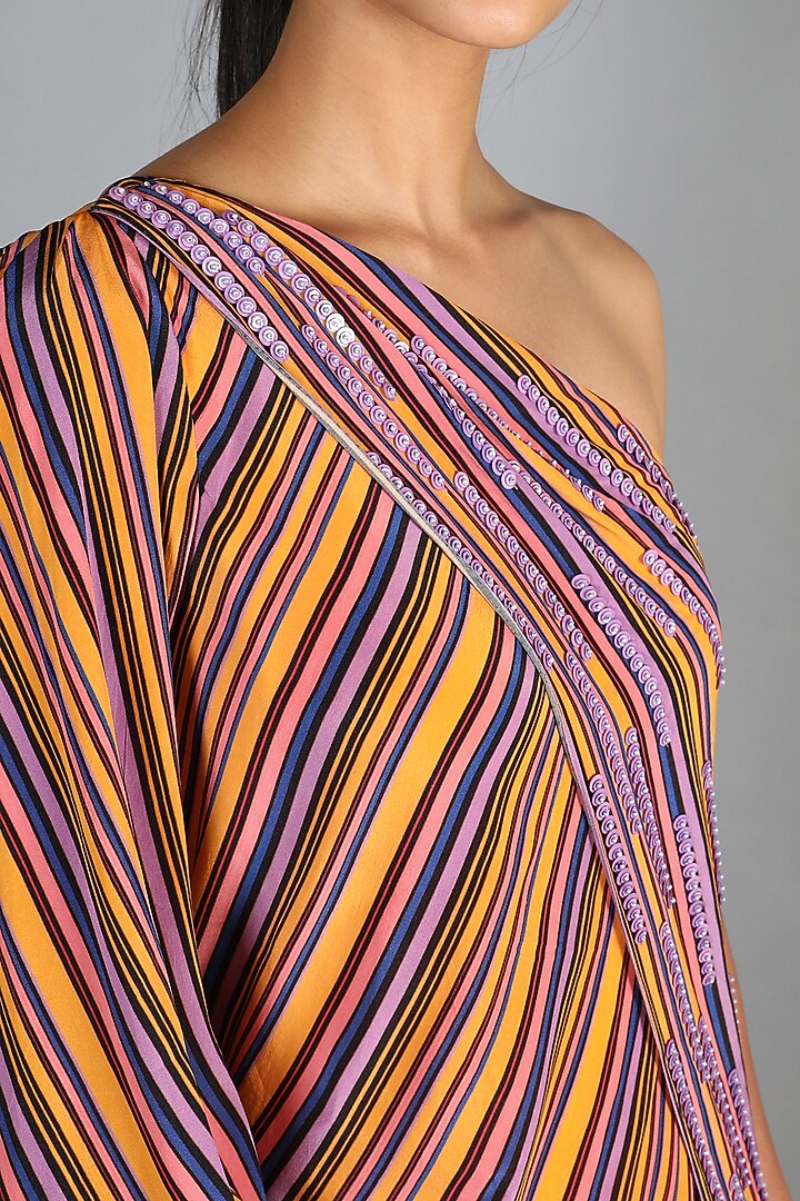 Yellow Printed One Shoulder Dress For Girls by Babita Malkani - Kids at Pernia's Pop Up Shop