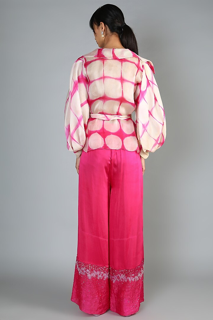Fuchsia Embroidered Pant Set For Girls by Babita Malkani - Kids at Pernia's Pop Up Shop