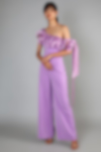 Mauve Italian Crepe Jumpsuit  For Girls by Babita Malkani - Kids at Pernia's Pop Up Shop