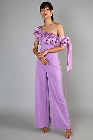 Mauve Italian Crepe Jumpsuit  For Girls by Babita Malkani - Kids