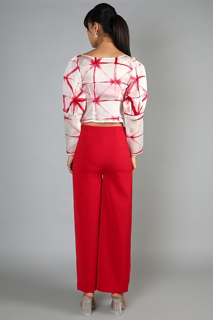 Red Italian Crepe High Slit Pant Set For Girls by Babita Malkani - Kids at Pernia's Pop Up Shop