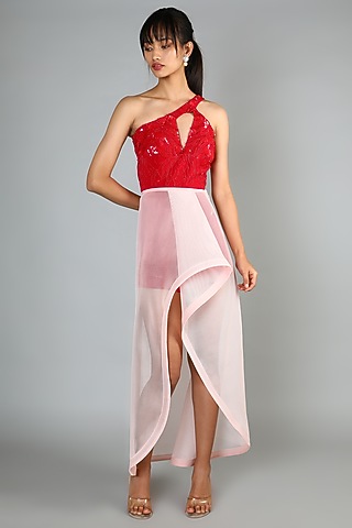 White Fish Net Skirt Set For Girls by Babita Malkani - Kids