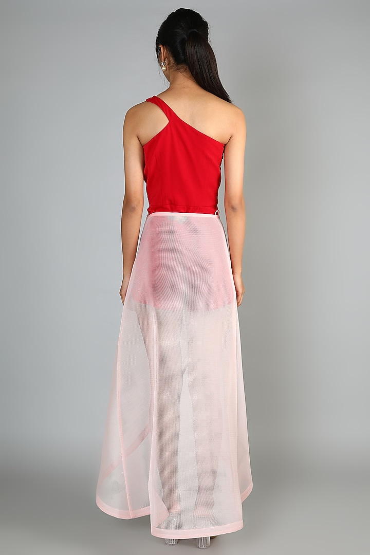 White Fish Net Skirt Set For Girls by Babita Malkani - Kids at Pernia's Pop Up Shop