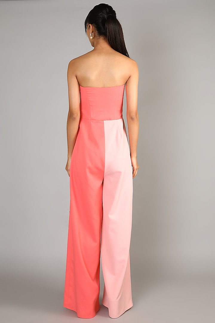 Peach Crepe Tube Jumpsuit For Girls by Babita Malkani - Kids at Pernia's Pop Up Shop