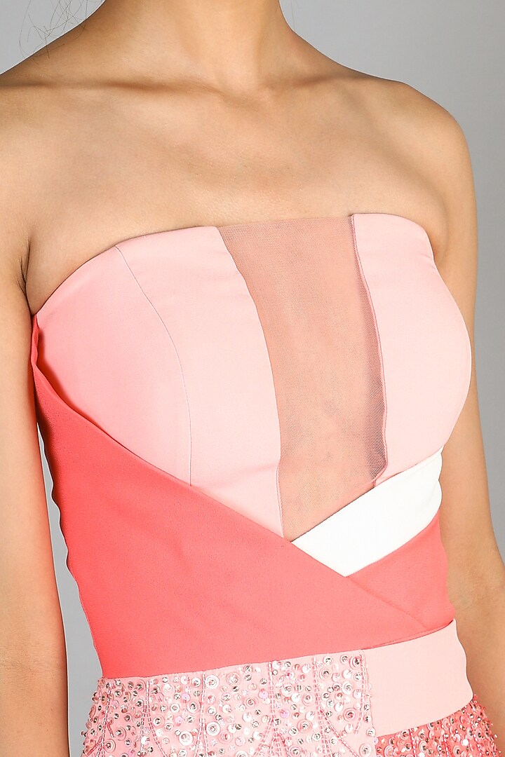 Peach Crepe Tube Jumpsuit For Girls by Babita Malkani - Kids at Pernia's Pop Up Shop