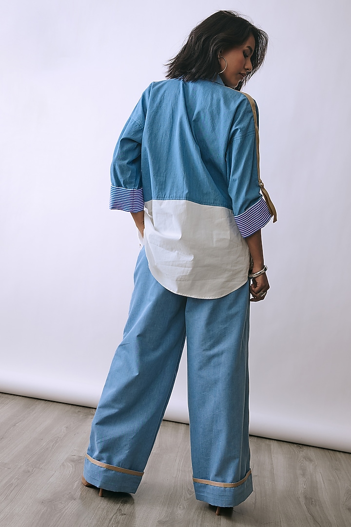 Ice Wash Denim Embellished Co-Ord Set by Babita Malkani at Pernia's Pop Up Shop