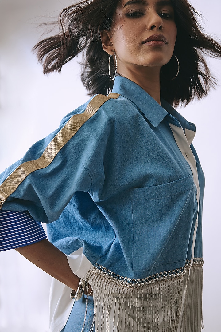 Ice Wash Denim Embellished Co-Ord Set by Babita Malkani at Pernia's Pop Up Shop