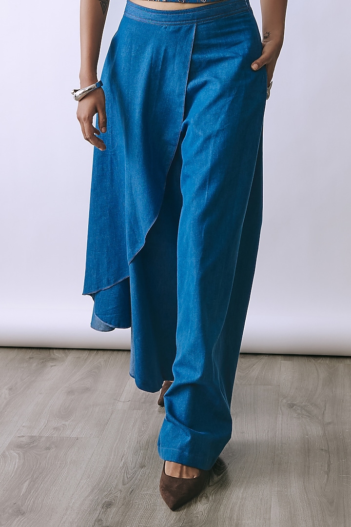 Riviera Blue Denim Embellished Co-Ord Set by Babita Malkani at Pernia's Pop Up Shop