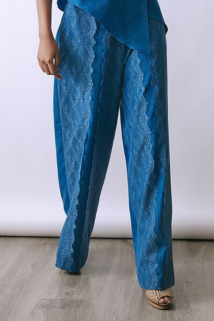 Riviera Blue Denim Embellished Co-Ord Set by Babita Malkani at Pernia's Pop Up Shop