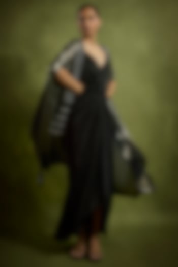 Muted Mauve Satin Asymmetric Draped Cocktail Dress With Jacket by Babita Malkani at Pernia's Pop Up Shop