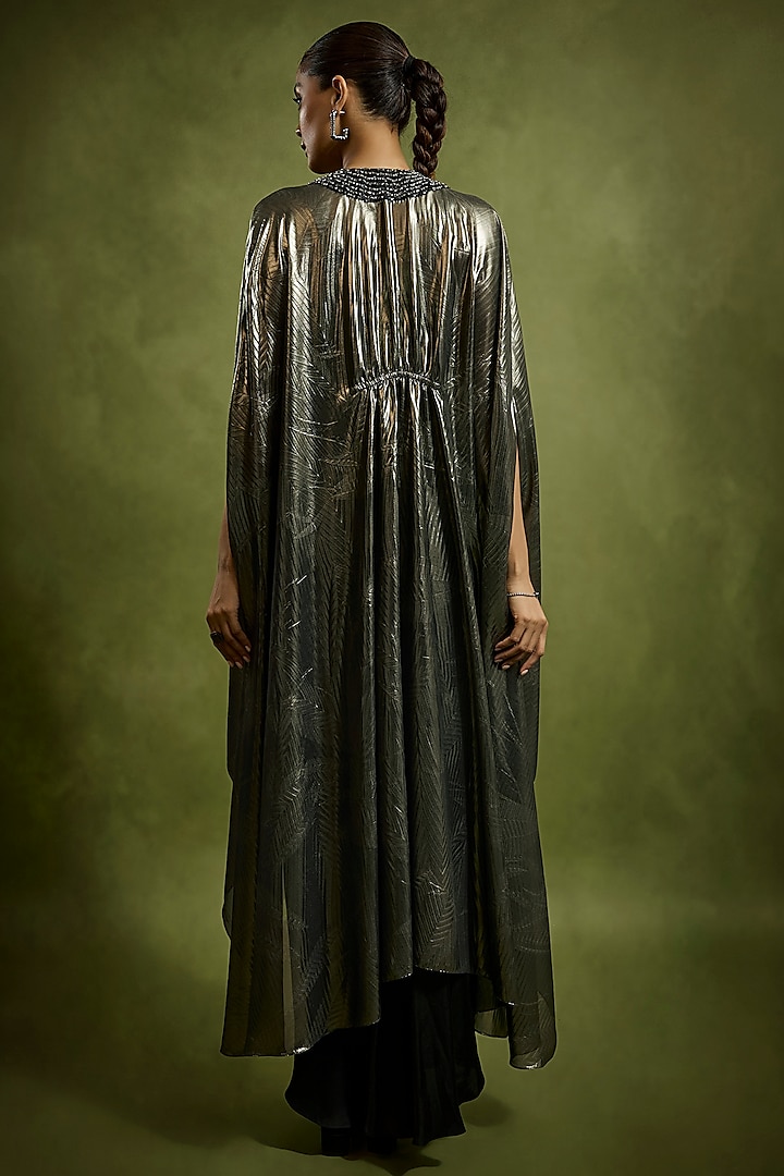 Muted Mauve Satin Asymmetric Draped Cocktail Dress With Jacket by Babita Malkani at Pernia's Pop Up Shop