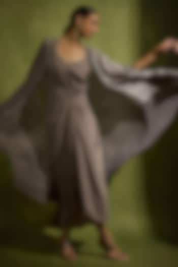 Muted Mauve Pure Crepe Silk Jacket Cocktail Dress by Babita Malkani at Pernia's Pop Up Shop