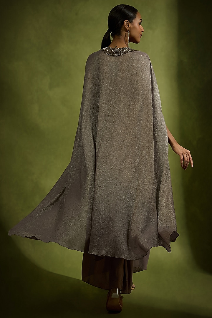 Muted Mauve Pure Crepe Silk Jacket Cocktail Dress by Babita Malkani at Pernia's Pop Up Shop