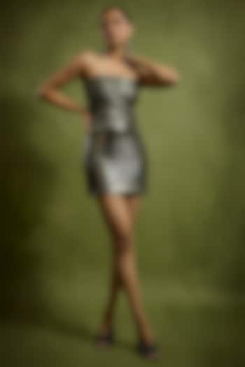 Black & Gold Foil Georgette Embellished Bandeau Vacation Dress by Babita Malkani at Pernia's Pop Up Shop