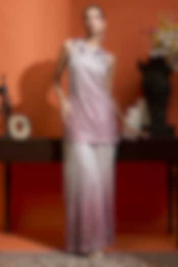 Pink Ombre Sequin Georgette Embellished Tunic Set by Babita Malkani at Pernia's Pop Up Shop