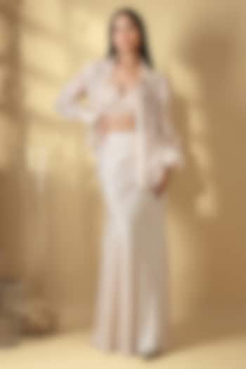 Ivory Satin Skirt Set by Babita Malkani at Pernia's Pop Up Shop