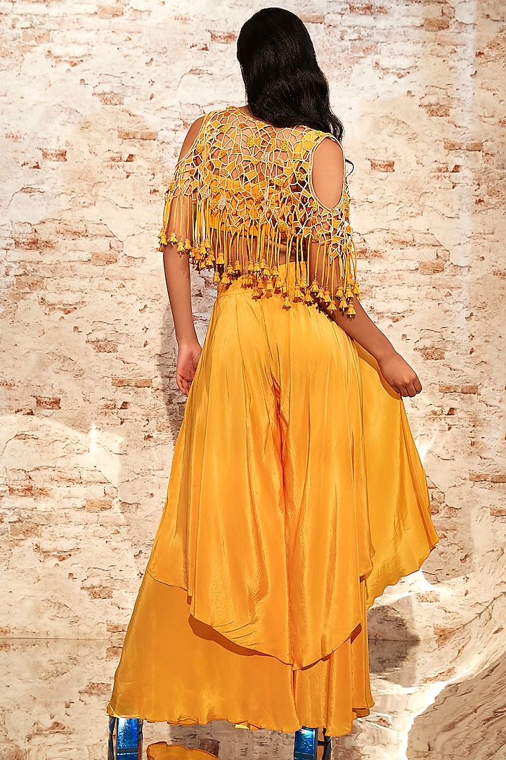 Yellow Crepe Pant Set by Babita Malkani at Pernia's Pop Up Shop