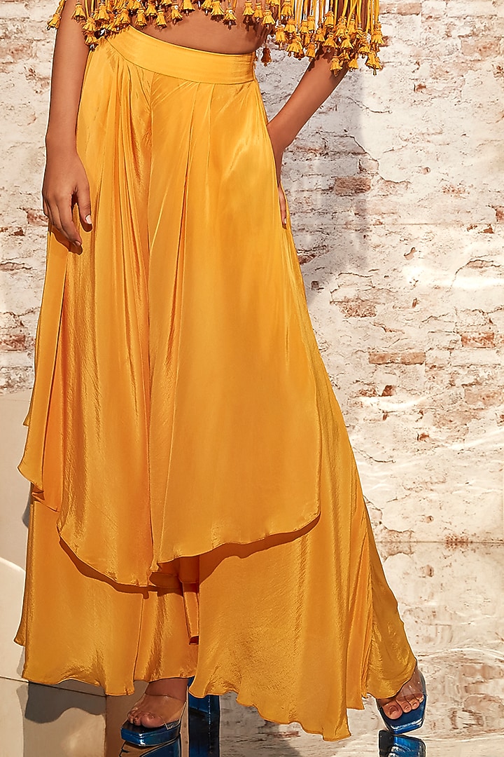 Yellow Crepe Pant Set by Babita Malkani at Pernia's Pop Up Shop