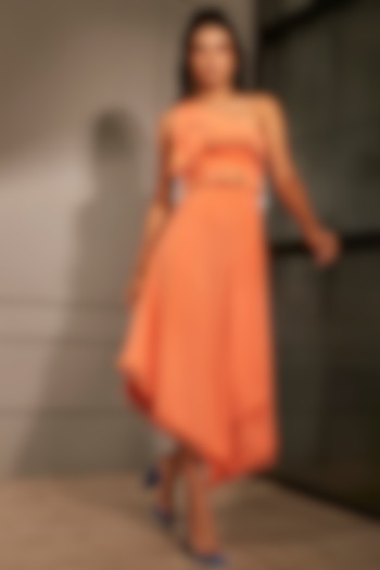 Orange Crepe Dress by Babita Malkani