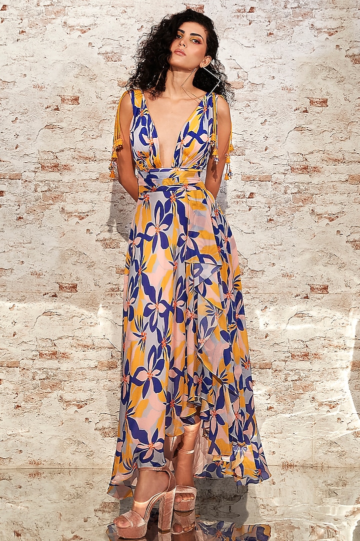 Multi-Colored Printed Maxi Dress by Babita Malkani