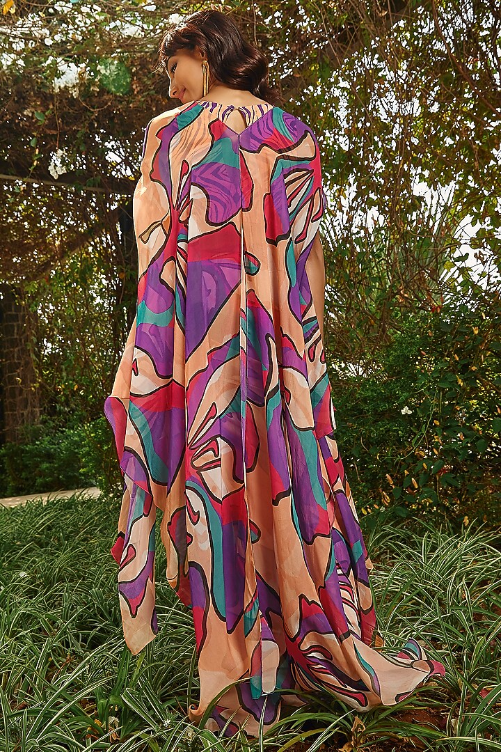Peach Organza Printed Throw by Babita Malkani at Pernia's Pop Up Shop