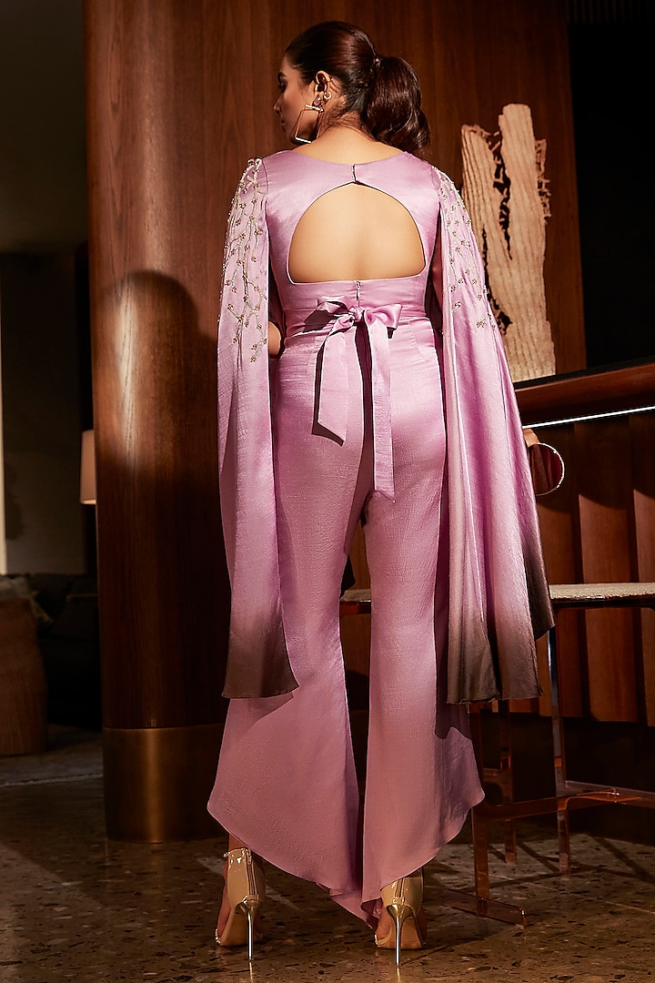 Lilac Mist Silk 3D Embroidered Jumpsuit by Babita Malkani at Pernia s Pop Up Shop 2024