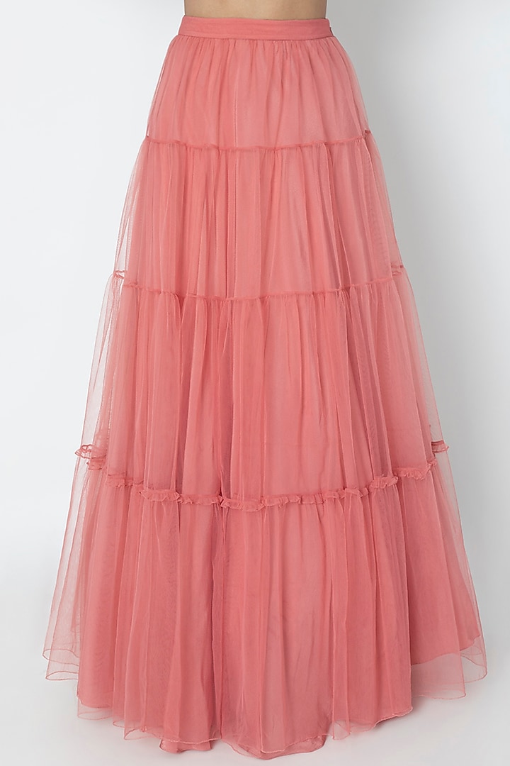 Rose Pink Flared Wedding Lehenga With Blouse by Babita Malkani at Pernia's Pop Up Shop