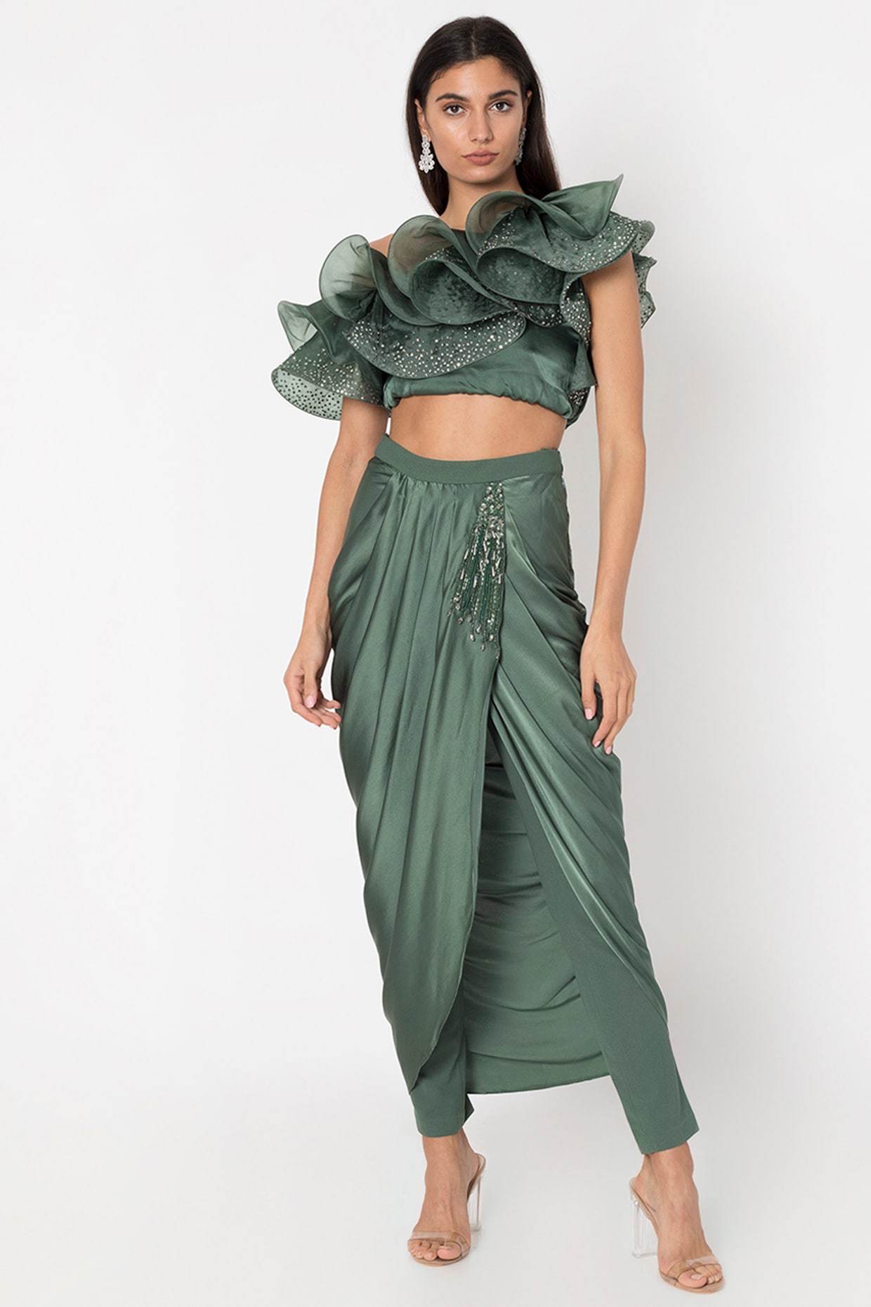 one shoulder ruffle blouse