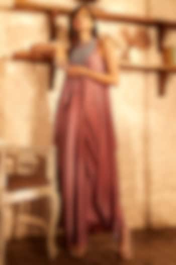 Mesa Rose Pure Satin Draped Skirt Set by Babita Malkani at Pernia's Pop Up Shop