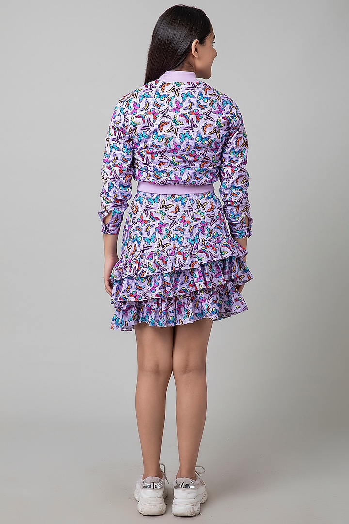 Purple Printed Skirt Set For Girls by Be True Kids at Pernia's Pop Up Shop