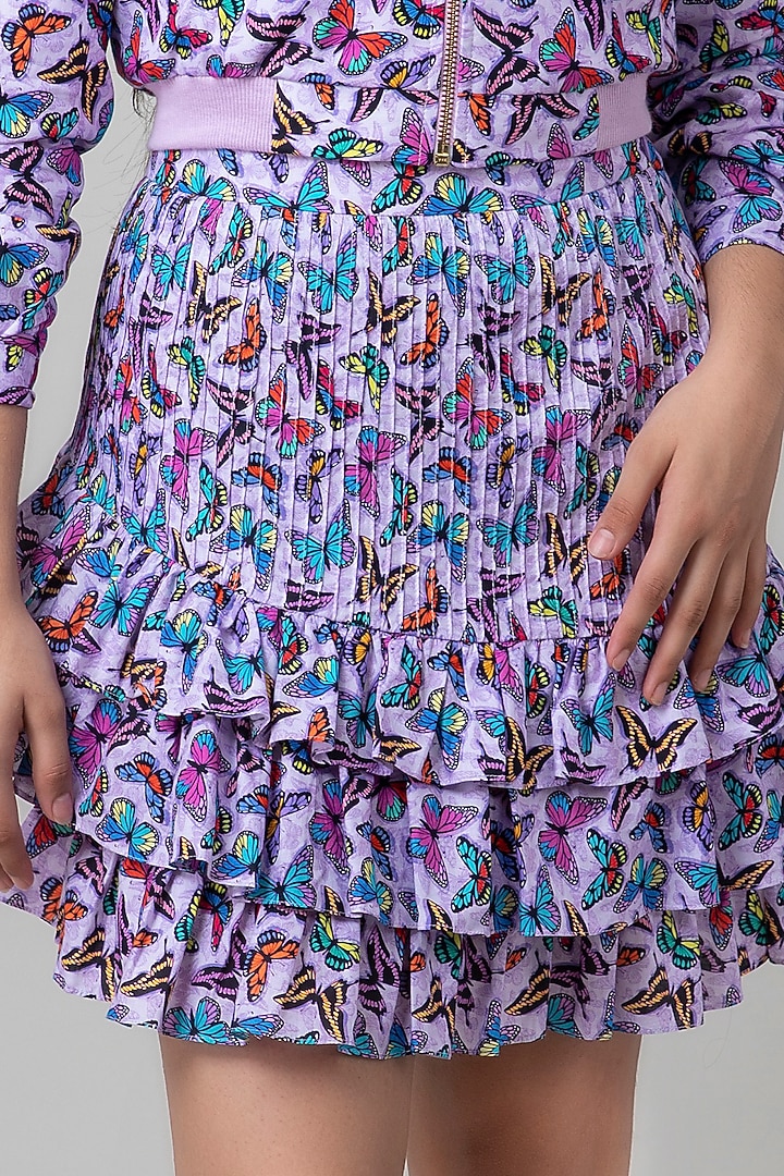 Purple Printed Skirt Set For Girls by Be True Kids at Pernia's Pop Up Shop