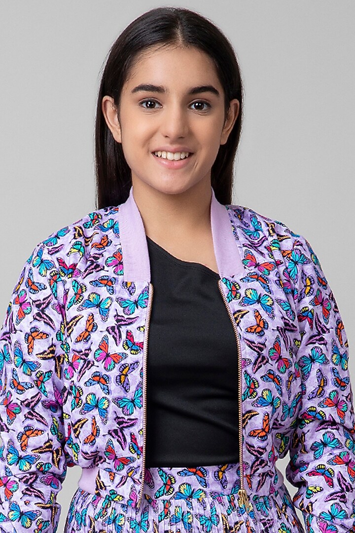 Purple Printed Skirt Set For Girls by Be True Kids at Pernia's Pop Up Shop