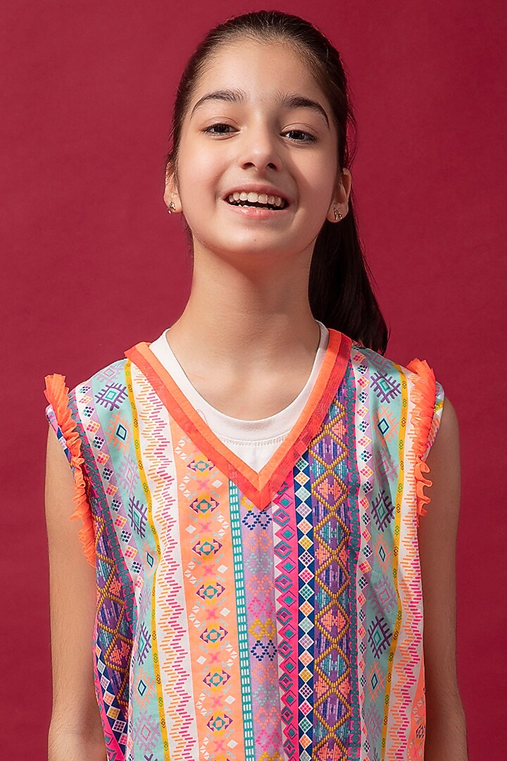 Multi Colored Jacket Set With Lace For Girls by Be True Kids at Pernia's Pop Up Shop