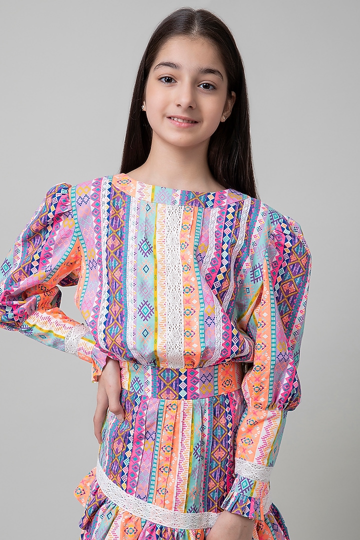 Multi Colored Printed Dress For Girls by Be True Kids at Pernia's Pop Up Shop