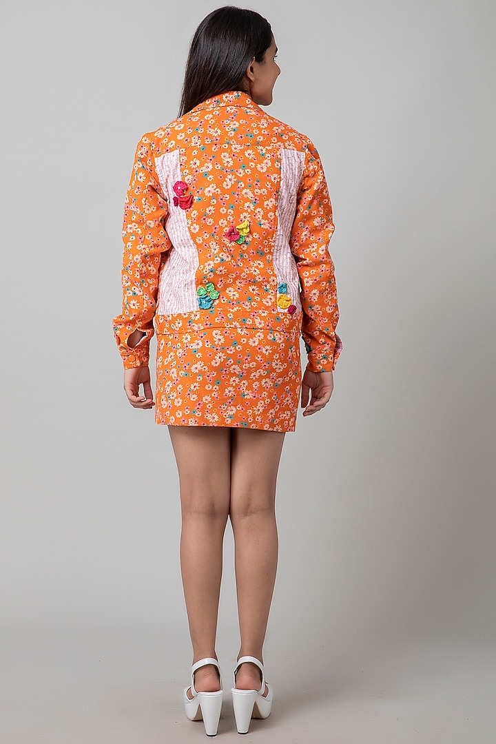 Orange Printed Skirt Set For Girls by Be True Kids at Pernia's Pop Up Shop