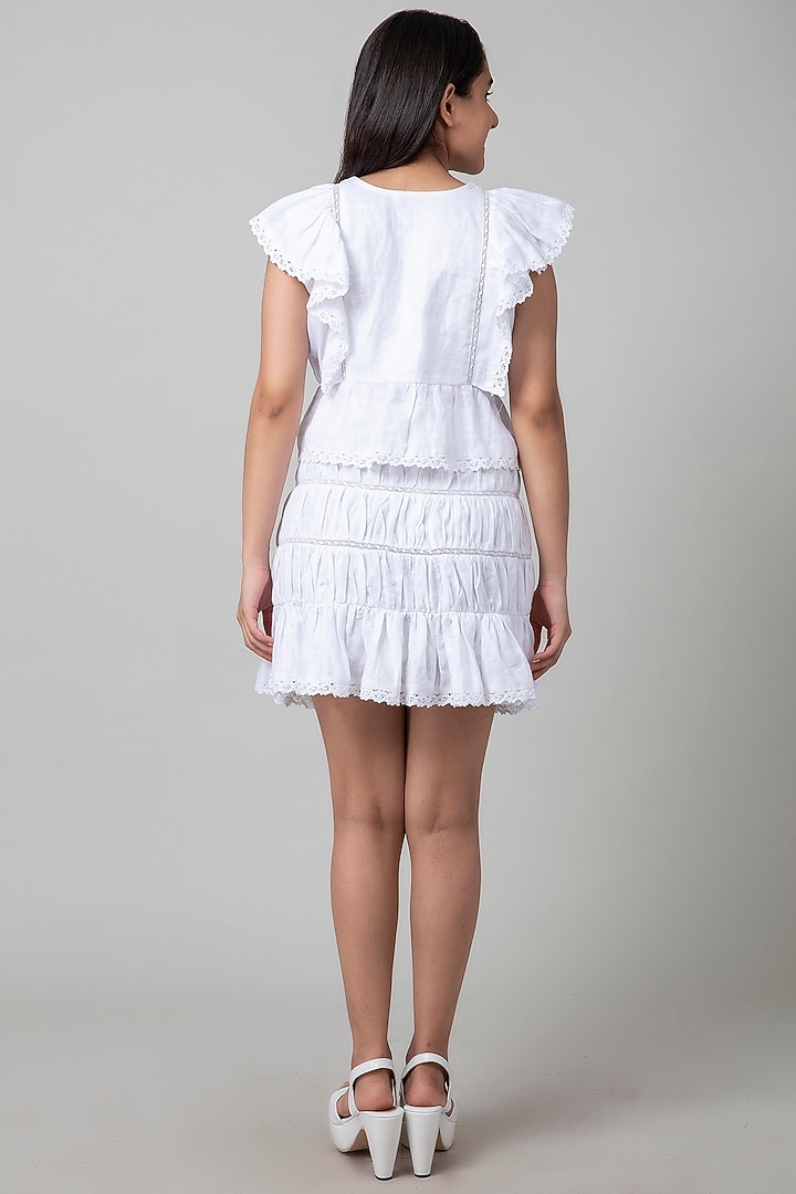 White Ruched Skirt Set For Girls by Be True Kids at Pernia's Pop Up Shop