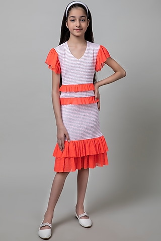 White Smocked Dress For Girls by Be True Kids