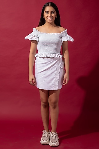 White Smocked Top For Girls by Be True Kids