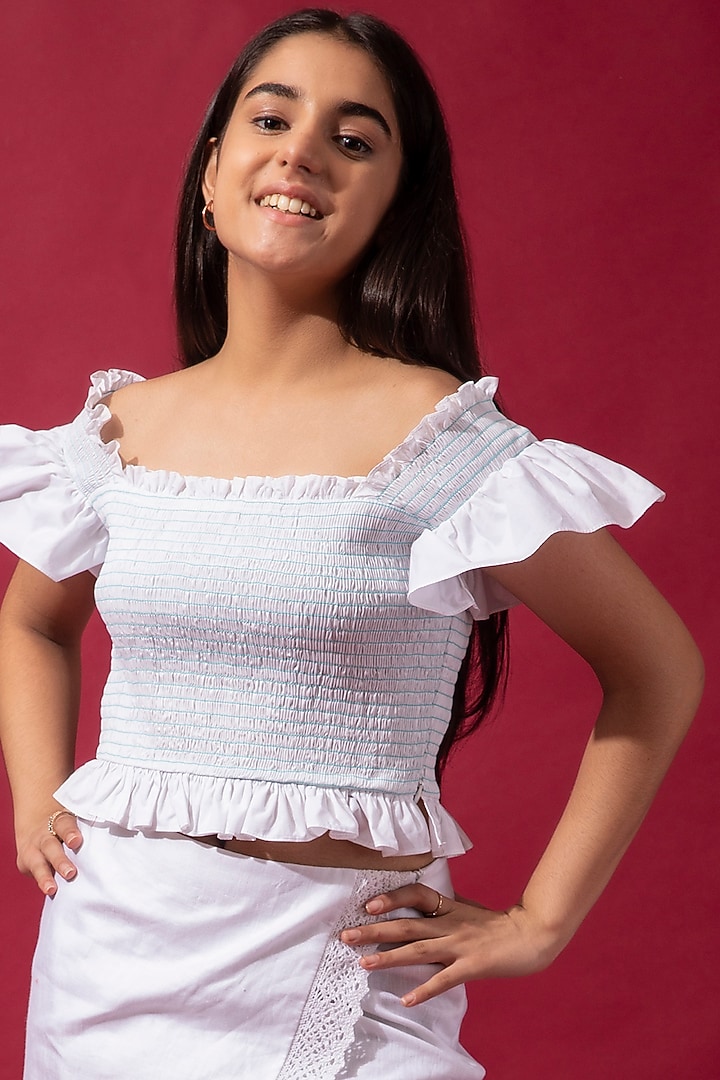 White Smocked Top For Girls by Be True Kids at Pernia's Pop Up Shop