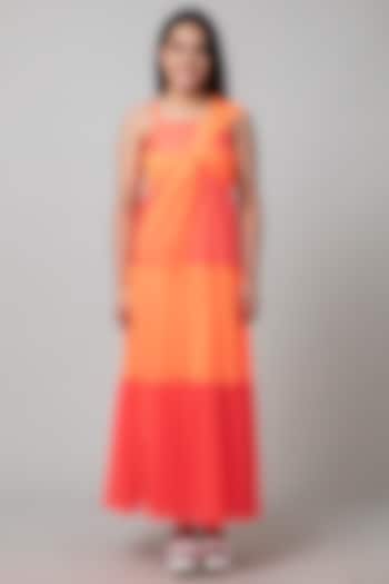 Orange Polyester Dress For Girls by Be True Kids