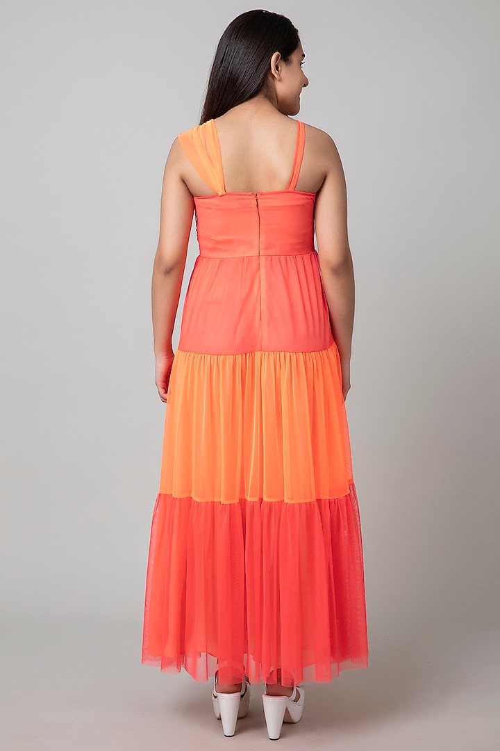 Orange Polyester Dress For Girls by Be True Kids at Pernia's Pop Up Shop