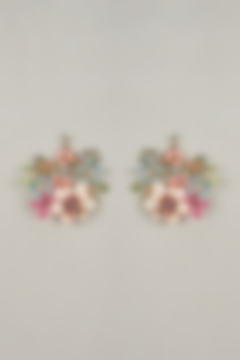 Multi-Colored Handcrafted Enameled Floral Dangler Earrings by THE BEAUTIFUL SECRET at Pernia's Pop Up Shop