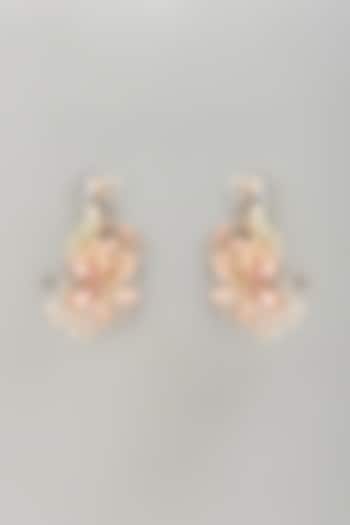 Gold Finish Peach Stone Hoop Earrings by THE BEAUTIFUL SECRET at Pernia's Pop Up Shop