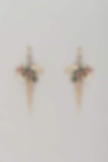 Gold Finish Blue Stone Dangler Earrings by THE BEAUTIFUL SECRET at Pernia's Pop Up Shop