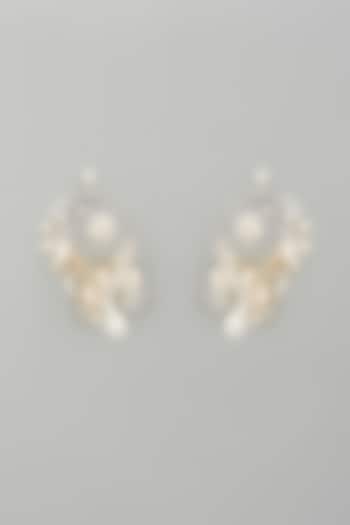 White Finish Pearl Enameled Handcrafted Floral Hoop Earrings by THE BEAUTIFUL SECRET at Pernia's Pop Up Shop