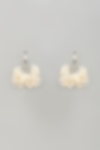 Silver Finish White Stone Hoop Earrings by THE BEAUTIFUL SECRET at Pernia's Pop Up Shop
